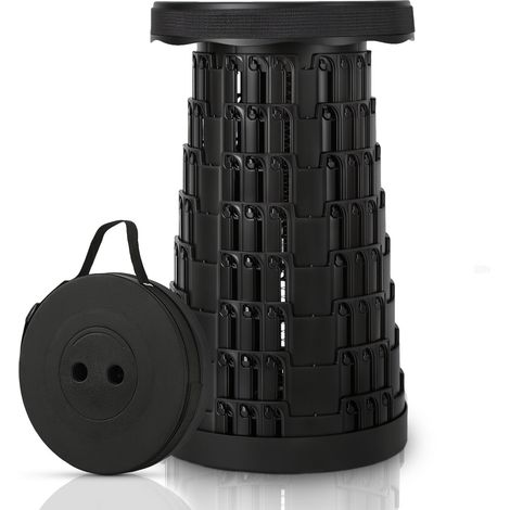 Tragbarer Klappstuhl Kompakt Leichte Teleskop 150kg Outdoor Klapphocker Tragbar Schwarz