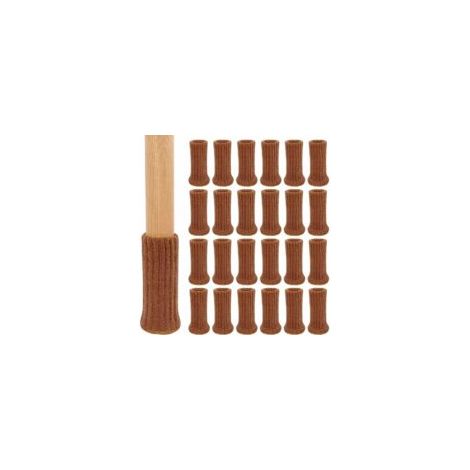 Chaussettes de protection pour pieds de chaise, lot de 24, chaussettes élastiques tricotées pour meubles, protège-sols pour pieds de chaise, diamètre 2,5 à 5 cm, marron (1/5)