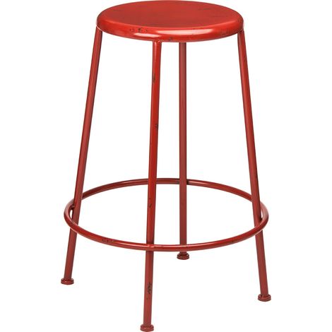 Premier Housewares Artisan Red Metal Bar Stool (1/3)