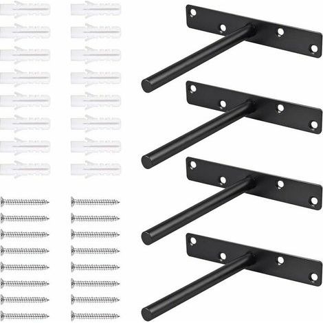 4pcs Solid Steel Hidden Floating Shelf Brackets, Blind Shelves with Screws, Invisible Metal Steel Shelf Markers for Concealed Wall-Mounted Wooden Shelves, HOME DIY (1/5)
