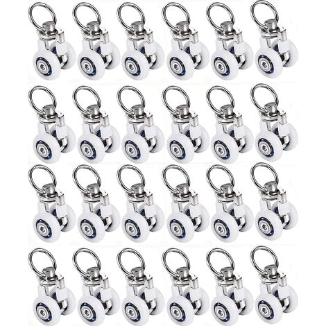 JSSEVN - Rail Rollers, 20 Pieces Aluminum Alloy Window Curtain Track Slide - 201742.5mm, Wheel Sliding Roller Carrier (White) (1/5)