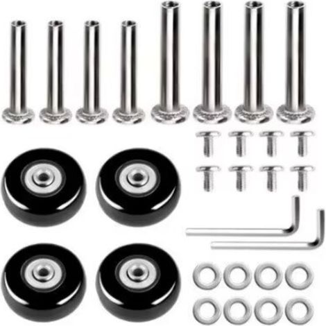 50 x 18 mm Lot de 4 roues de rechange pour valise à bagages, roulettes pivotantes en caoutchouc Roulements Kits de réparation (1/2)