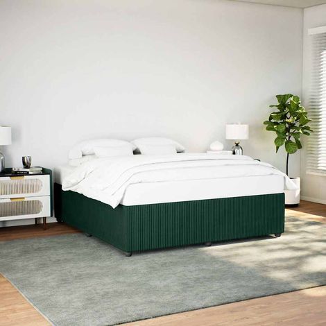 Cadre de lit avec sommier à lattes, velours vert foncé, 200 x 200 cm, matelas non inclus - PANGIVO (1/5)