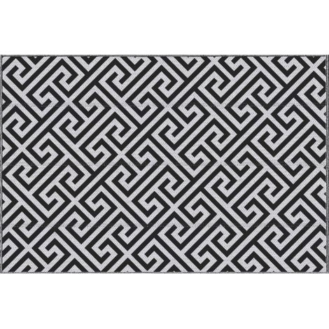Tappeto da esterno in materiali sintetici, doppia faccia, impermeabile, per terrazza e balcone – Nero e bianco, 152 × 243 cm