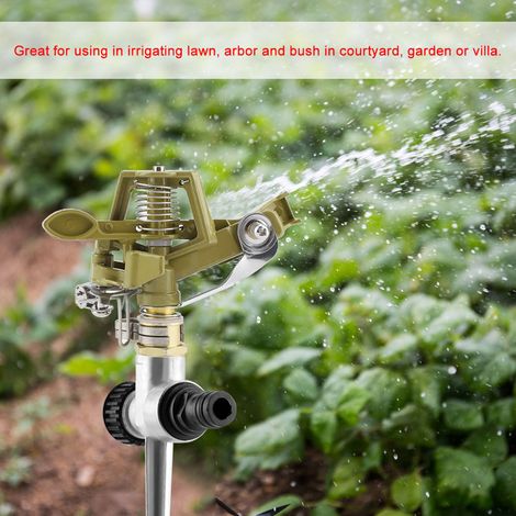 Arroseur 360° en alliage de zinc, piquet de sol, sprinkler à jet d'eau pour pelouse, jardin et cour, pulvérisateur d'irrigation (1/5)