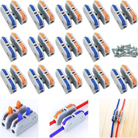 Mini Electrical Connector, 14 Pieces Electrical Cable Connectors, Quick Electrical Connectors with Lever, Electrical Connection Terminal with Mounting Screws (1/5)