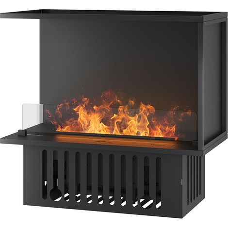 Camino a Vapore Elettrico Bifacciale Angolare a Sinistra 80x50x40 cm Invapo Corner L800 con Ricarica Automatica Nero