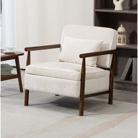 Sessel 80x67,6x71,9 cm weiß mit Stauraum, Holzgestell und Samt MEUBLIV (1/5)