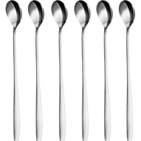 Cuillère À Café Longue - Acier Inoxydable - 22 Cm - Pour Latte Macchiato Cocktail Glace Et Dessert - Lot De 6 (1/5)