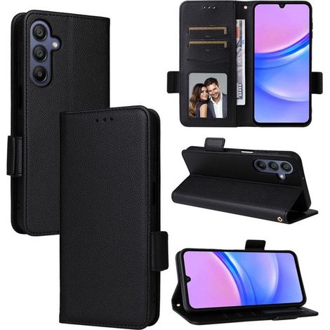 Pour Samsung Galaxy A16 Housse Téléphone Flip en PU Cuir Housse de protection en cuir Business antichoc noir (1/4)