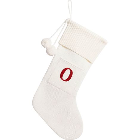 Chaussette De Noël - Tricotée En Acrylique - Lettre Brodée Personnalisée - 27 X 42 Cm - Pour Décoration De Cheminée Ou Arbre De Noël - 1 Pièce (1/5)