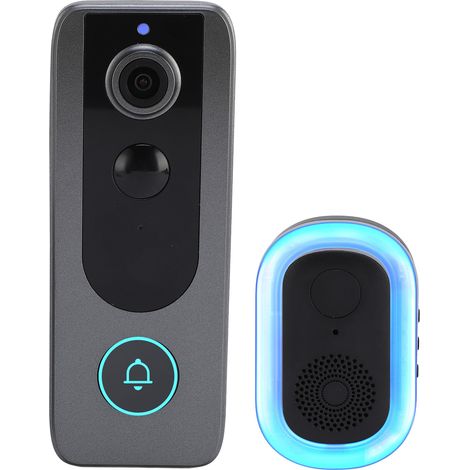 Sonnette vidéo IA avec détection de mouvement, convertisseur vocal, stockage cloud, Wi-Fi 2,4 GHz et module d'alarme intégré pour la maison (1/5)