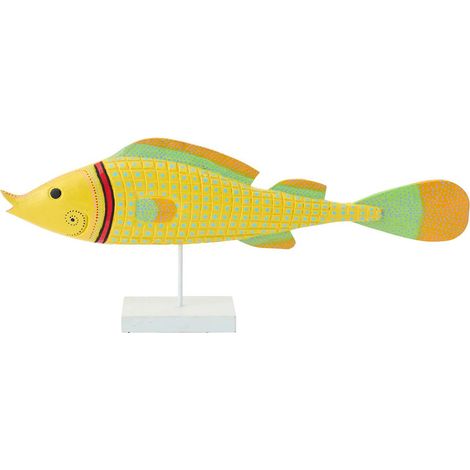 Poisson Déco sur Pied "Carreaux" 80cm Multicolore
