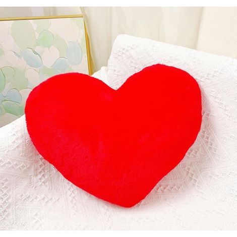 Coussin Coeur 46 X 36 cm Coussin Decoratif Oreiller Coeur, Coussin Décoratif en Peluche Chambre d'enfant, Coussin Canape Convient pour Les Salon lit, Rouge (1/5)