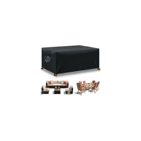 Funda para mesa de jardín, funda para muebles de jardín, impermeable y resistente a los rayos UV, fabricada en tejido Oxford 210D, color negro, 180 x 120 x 74 cm - Crezuo