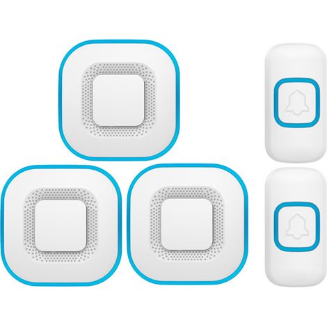 Sonnette sans fil intelligente - 3 sonnettes, 2 boutons - Blanc - Design moderne pour la maison. (1/5)