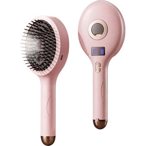 Peigne vapeur électrique 3 en 1 - Peigne de massage sans fil avec coussinet - Massage par vibrations rouges - Coiffage vapeur - Soin du cuir chevelu - Convient à tous les types de cheveux (1/2)