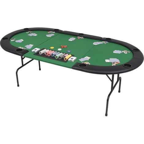 Table de poker pliable pour 9 joueurs 3 plis Plateau de poker Ovale Vert 64077 (1/5)