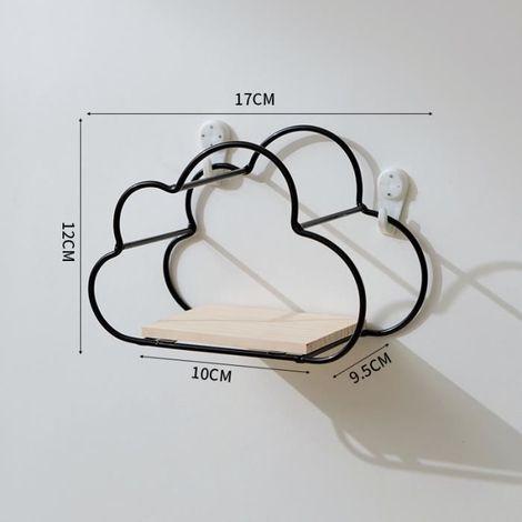 Porte-objets - Noir - Forme nuage - Métal - Bois massif - Petit meuble complément (1/4)
