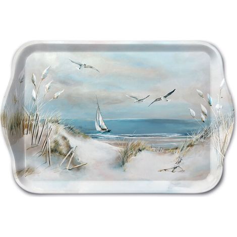 Mini plateau rectangulaire en mélamine Dunes et voilier