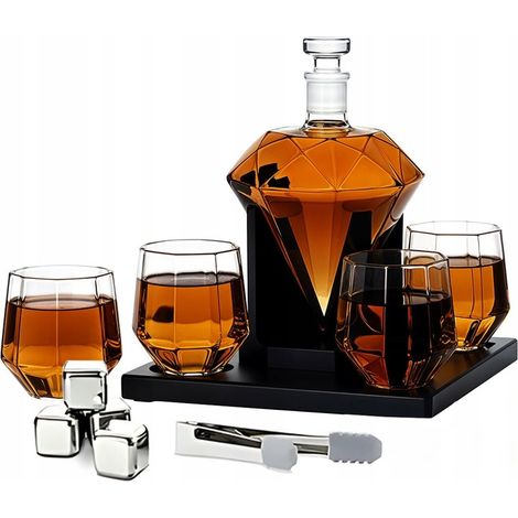 Set da whisky premium con caraffa in diamanti e 4 bicchieri, ideale come regalo di compleanno o per le festività.