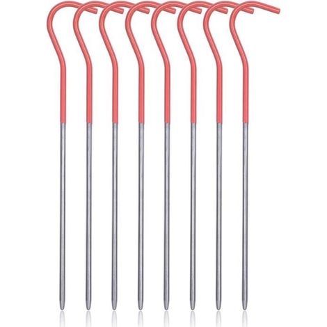 Set mit 8 Zeltheringen aus Titanlegierung für Outdoor-Camping, tragbare, abgewinkelte Graszeltheringe (1/5)