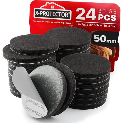 24 - Patin Feutre - Patin Meuble - Auto-Adhésif Pour Chaise Et Table - Protection Sol Bois Et Carrelage - Noir - 50mm (1/5)