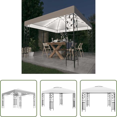 LED-Lichterkette - Pavillon mit LED-Lichterkette 3x3 m Weiß (1/5)
