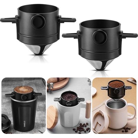 2 Pack Coffee Filter, Reusable Stainless Steel Filter, No Filter Paper, Easy to Carry for Manual Coffee Making (1/5)