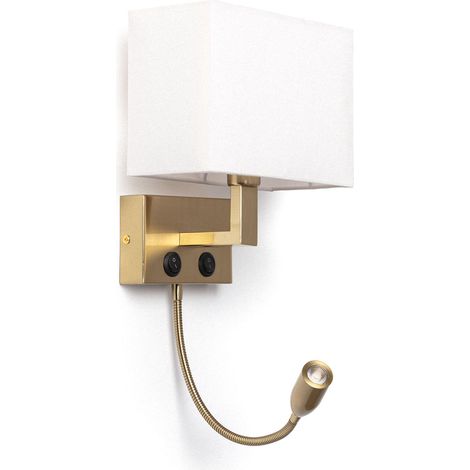Lámpara de Pared de Metal con Flexo LED de Lectura Waldorf Latón