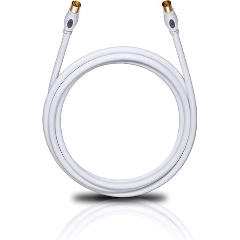OEHLBACH Transmission Plus - Cavo antenna OFC per TV e radio, connettore coassiale m/w, DVB-T2, HDTV, 4k & Ultra HD, 10 m, colore: Bianco