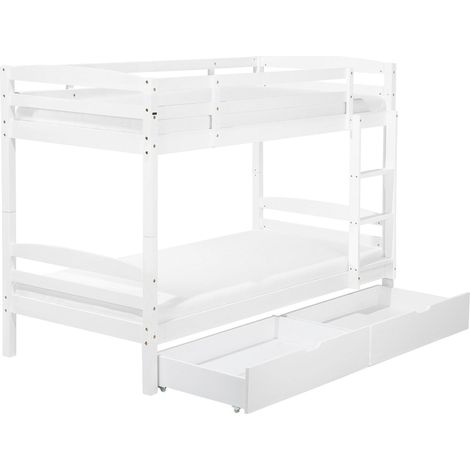 Bunk Bed with Drawers Pine Wood REGAT 90 x 200 cm (EU Single) White