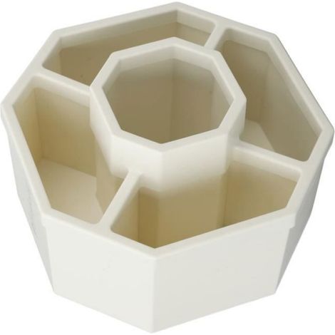 Porte-Stylo Rotatif - 360 Degres Rotation - Bureau Domicile Ecole - 5 Compartiments - Blanc - 1 Piece (1/4)