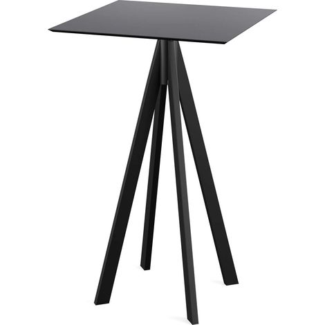 Infinity mange-debout avec piètement noir + plateau HPL noir 70x70 cm - Feros