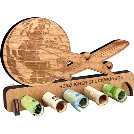 Cadeau d'anniversaire original en bois, argent en argent, cadeau sur le thème de l'aviation, cadeau de voyage en bois pour les passionnés d'aviation, idéal pour les amis, la famille, les femmes et les (1/5)