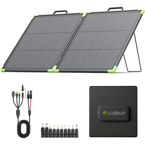 Panneau Solaire Bifacial 100W 16BB, 21.8V Portable Monocristallin Solarpanel, Idéal pour Generateur Electrique, Batterie 12V, Extérieur, Jardin, Balcon, Camping, Caravane (1/5)
