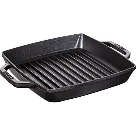 Staub 40511-728-0 Grill Pans Bistecchiera Rettangolare con Due Manici, 23 x 23 cm (1/4)