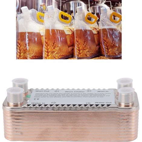 Échangeur de chaleur à plaques ultra-performant, refroidisseur de moût, tige de refroidissement à contre-courant en acier inoxydable, outils pour refroidisseur de bière artisanale (1/5)