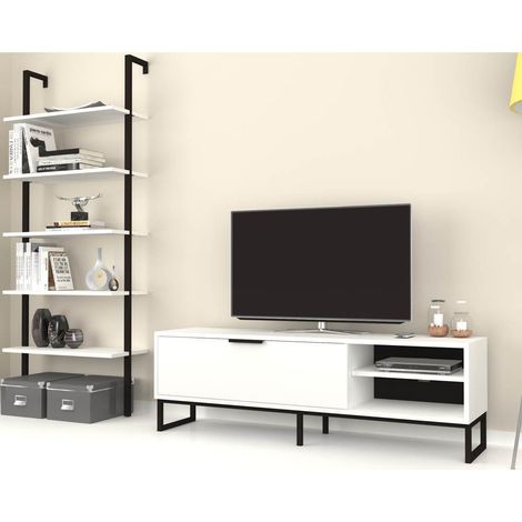 Parete attrezzata porta tv e libreria Way colore bianco (1/5)