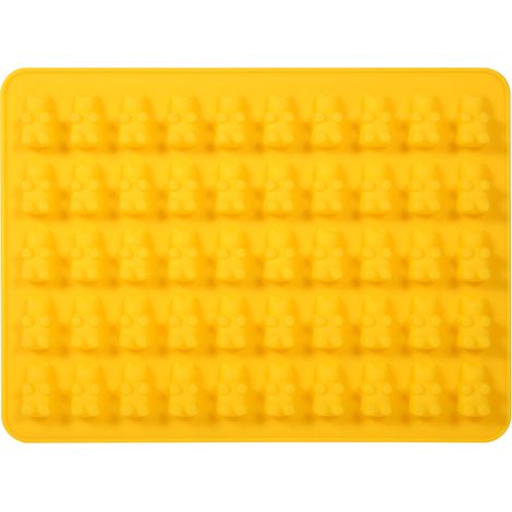 Silikon-Schokoladenform mit 50 Mulden, Teddybär-Design, gelb, Eiswürfelform und DIY-Süßigkeitenbereiter, wiederverwendbares Backwerkzeug (1/5)