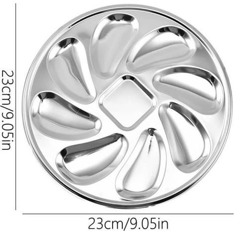 Plat à huîtres - - 2 pièces - Acier inoxydable - 23x23 cm - 8 fentes pour sauce (1/4)