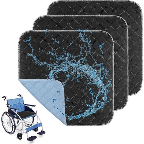 Set mit 3 waschbaren Inkontinenzunterlagen - Wasserdicht - Wiederverwendbar - Für Sessel, Liegestühle, Autositze, Sofas (50 x 50 cm)