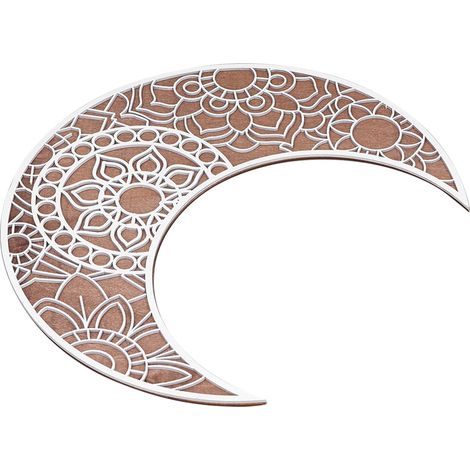 Pendentif ajouré en bois sculpté représentant les phases de la lune - Finition élégante - Décoration murale ajourée en forme de lune - Type B (1/5)