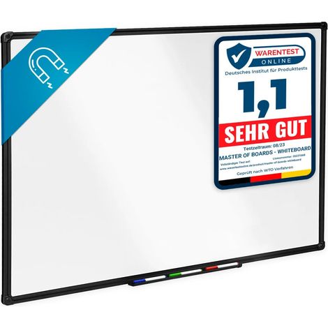 Whiteboard Onyx Speziallackiert Kratzfest & magnethaftend Schwarzer Rahmen 80 x 110 cm