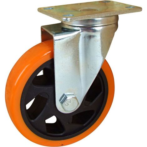 BURI Transportrollen 125mm Lenkrolle Schwerlastrollen Bockrollen Möbelrolle Bremse - Transportrolle lenkbar Halterung versetzt