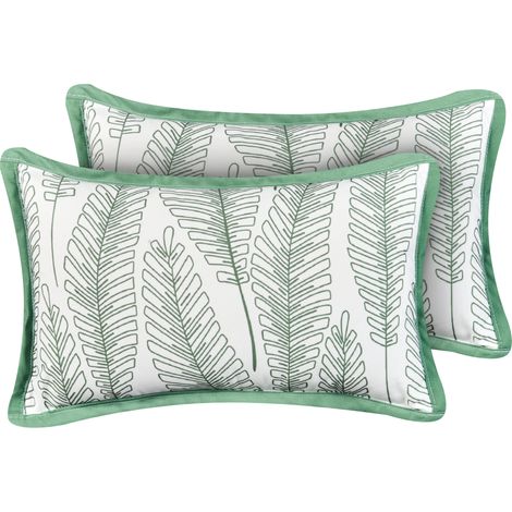 Conjunto de 2 cojines de exterior accesorios de jardín patrón de hojas 30x50 cm verde Meadow