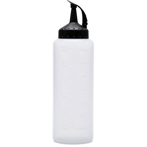 Bouteille distributrice d'huile à presser de 350ml, avec échelle de mesure, couvercle vide translucide étanche de grand calibre (1/5)
