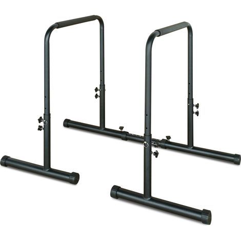Station de barres parallèles réglables en hauteur (78,74–99,06 cm), capacité de charge jusqu’à 249 kg, idéale pour home gym ou salle de sport, montage rapide et facile. (1/5)