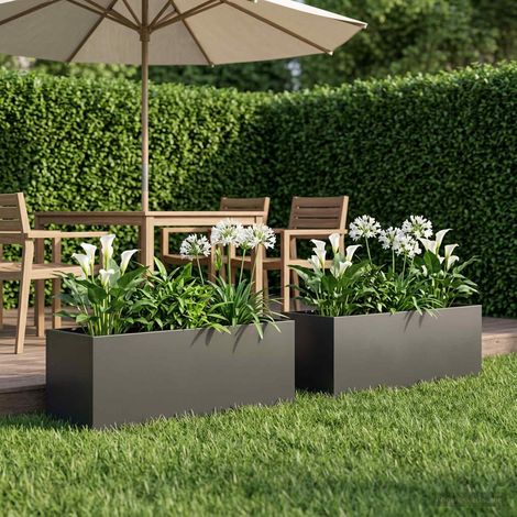 vidaXL Macetero de Jardín 2 uds. Negro 80 x 30 x 30 cm (1/5)