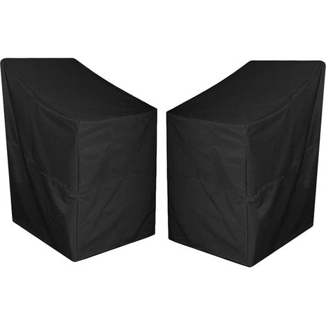 Lot de 2 housses de chaise de jardin en tissu Oxford 210D imperméable anti-UV indéchirable pour chaise empilable de terrasse (120 x 65 x 65 x 80 cm) (1/5)